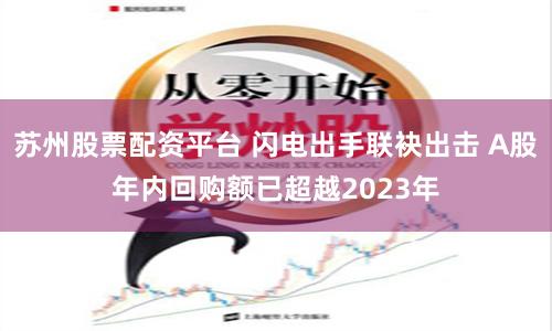 苏州股票配资平台 闪电出手联袂出击 A股年内回购额已超越2023年